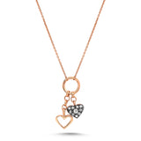 Hollow Heart & Full Heart Necklace and White Diamond
