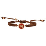 Aries Cord Bracelet with Coral Enamel & White Diamond
