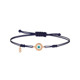Round Evil Eye Cord Bracelet with White Enamel