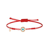 Round Evil Eye Cord Bracelet with White Enamel