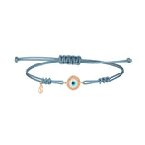 Round Evil Eye Cord Bracelet with White Enamel