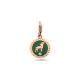 Capricorn Charm with Green Enamel & White Diamond