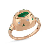 Evil Eye Ball Ring with Emerald & White Diamond