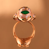 Evil Eye Ball Ring with Emerald & White Diamond