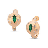 Evil Eye Ball Hoop Earrings with Emerald & White Diamond