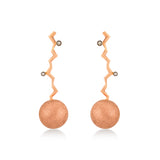 Lightning Ball Earrings with 2 Single Stone White Diamond