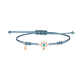 Evil Eye Cord Bracelet with White Enamel & White Diamond