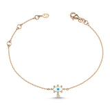 Evil Eye Bracelet with White Enamel & White Diamond