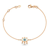 Evil Eye Bracelet with White Enamel & White Diamond