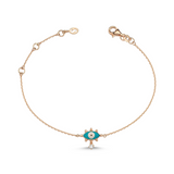 Evil Eye Bracelet with Turquoise Enamel & White Diamond