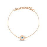 Round Evil Eye Bracelet with White Enamel