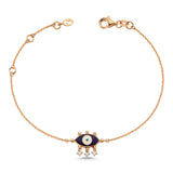Evil Eye Bracelet with Navy Blue Enamel & White Diamond