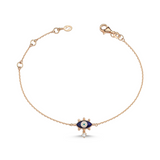 Evil Eye Bracelet with Navy Blue Enamel & White Diamond