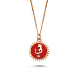Virgo Necklace with Coral Enamel & White Diamond