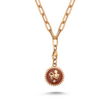 Aquarius Thick Chain Necklace with Coral Enamel & White Diamond