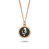 Virgo Necklace with Black Enamel & White Diamond