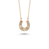 Horseshoe Necklace White Opal  & White Diamond