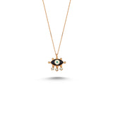 Evil Eye Necklace with Navy Blue Enamel & White Diamond