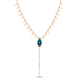Evil Eye Seed Necklace with Enamel & White Diamond Large