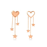 Heart Earring with Three Stars - Single