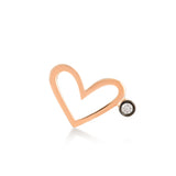 Simple Heart Stud Earring With Diamond - Single