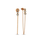 Three White Diamond Chain Earring - Single