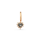 Heart Earring with Black Diamond - Single