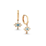 Evil Eye Hoop Earring with White Enamel & White Diamond - Single