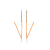 White Diamond V - Shaped Lightning Earring - Single
