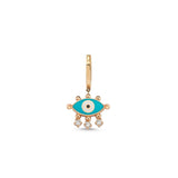 Turquoise Evil Eye Hoop Earring - Single