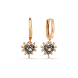 Heart Earring with Black Diamond - Single