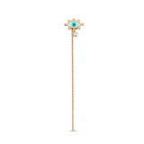 Evil Eye Chain Earring with White Enamel & White Diamond - Single