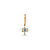 Evil Eye Hoop Earring with White Enamel & White Diamond - Single