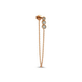 Three White Diamond Chain Earring - Single