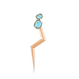 2 Blue Topaz Lightning Earring with White Diamond - Single