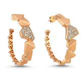 Micro Set White Diamond Hoop Earrings - Large