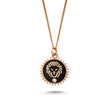 Leo Necklace Black Enamel & White Diamond