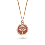 Leo Necklace with Coral Enamel & White Diamond