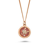 Scorpio Necklace with Coral Enamel & White Diamond
