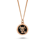 Taurus Necklace Black Enamel & White Diamond
