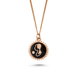 Gemini Necklace with Black Enamel & White Diamond