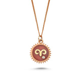 Aries Necklace with Coral Enamel & White Diamond