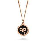 Aries Necklace with Black Enamel & White Diamond