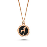 Capricorn Necklace with Black Enamel & White Diamond
