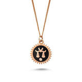 Libra Necklace with Black Enamel & White Diamond