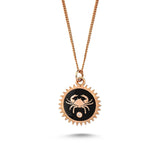 Cancer Necklace with Black Enamel & White Diamond