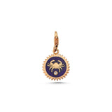 Cancer Charm with Navy Blue Enamel & White Diamond