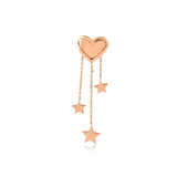 Heart Earring with Three Stars - Single