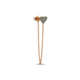 Heart Chain Earring with White Diamond