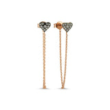 Heart Chain Earring with White Diamond